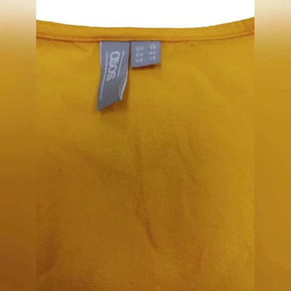 Asos EUC  Wrap Style Yellow S/S Blouse Size 12 - Picture 7 of 8